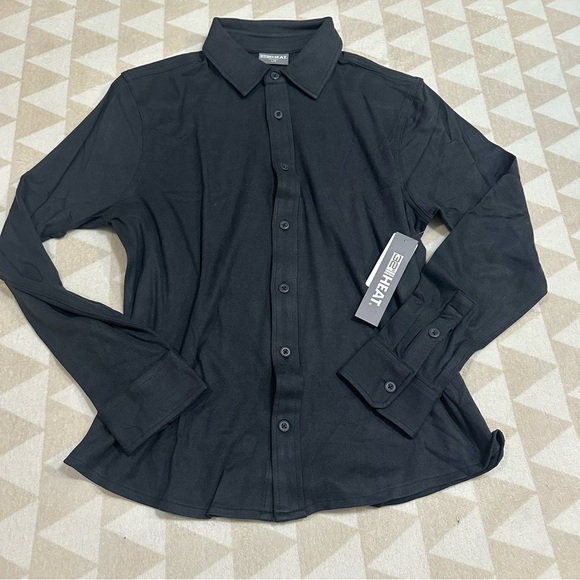 32 degrees Mens heather charcoal button down shirt soft - Picture 2 of 3